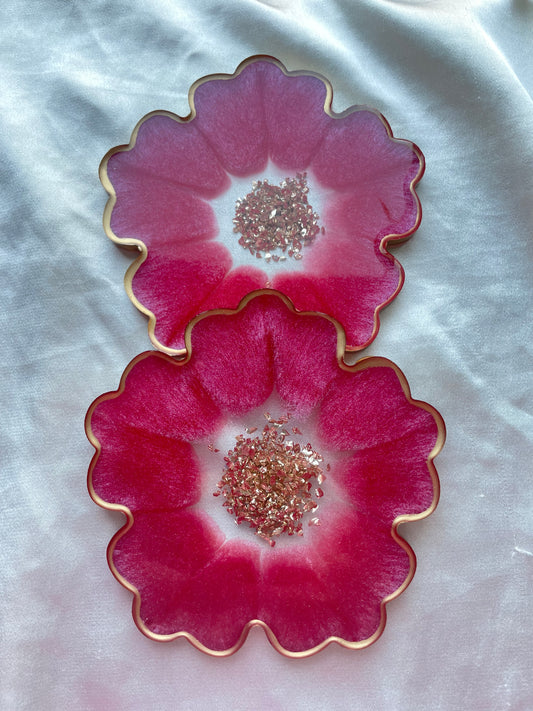 Ensemble de sous-verres fleur - Rose brillant