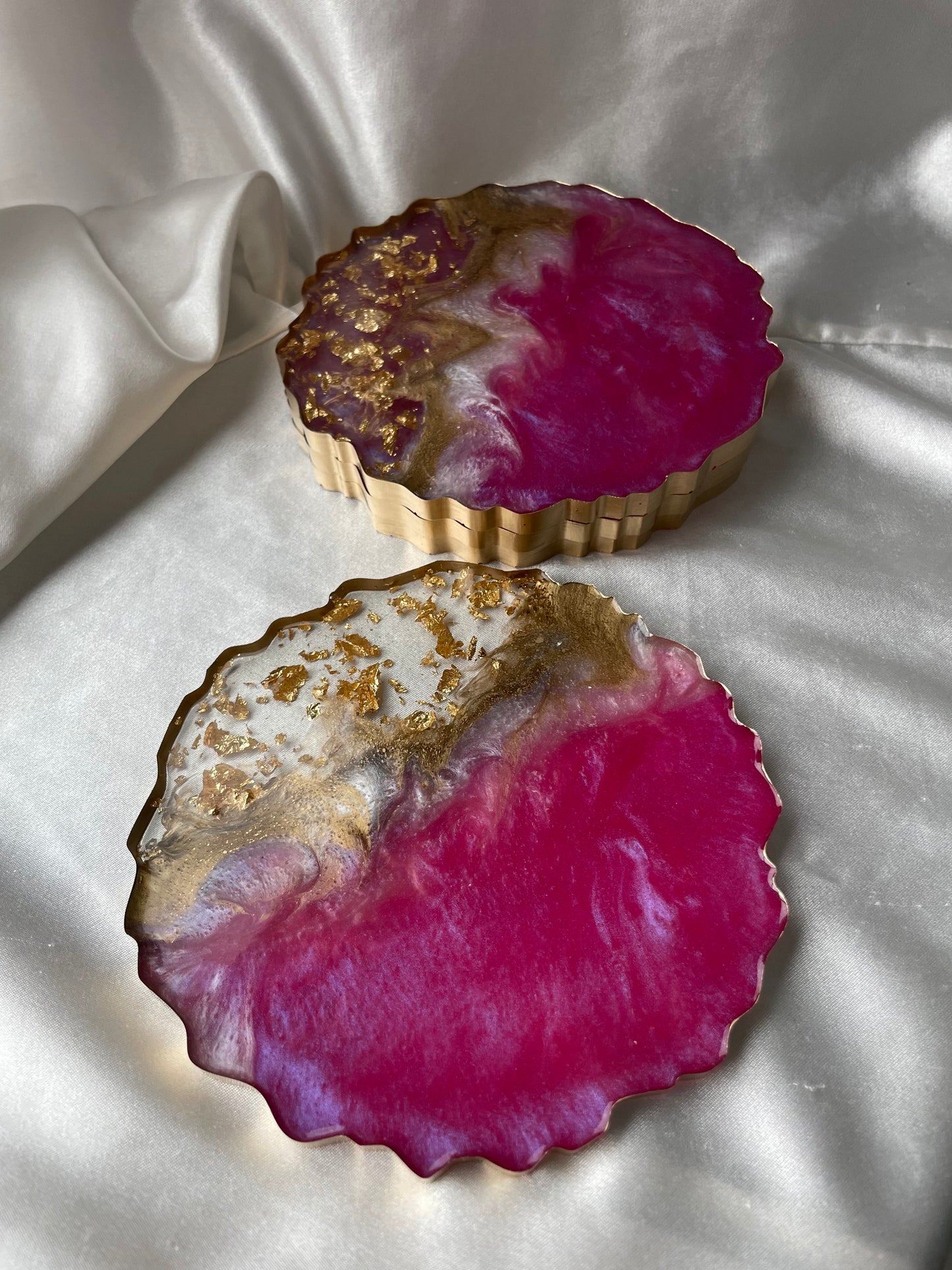 Geode coaster set - Fuchsia Pink