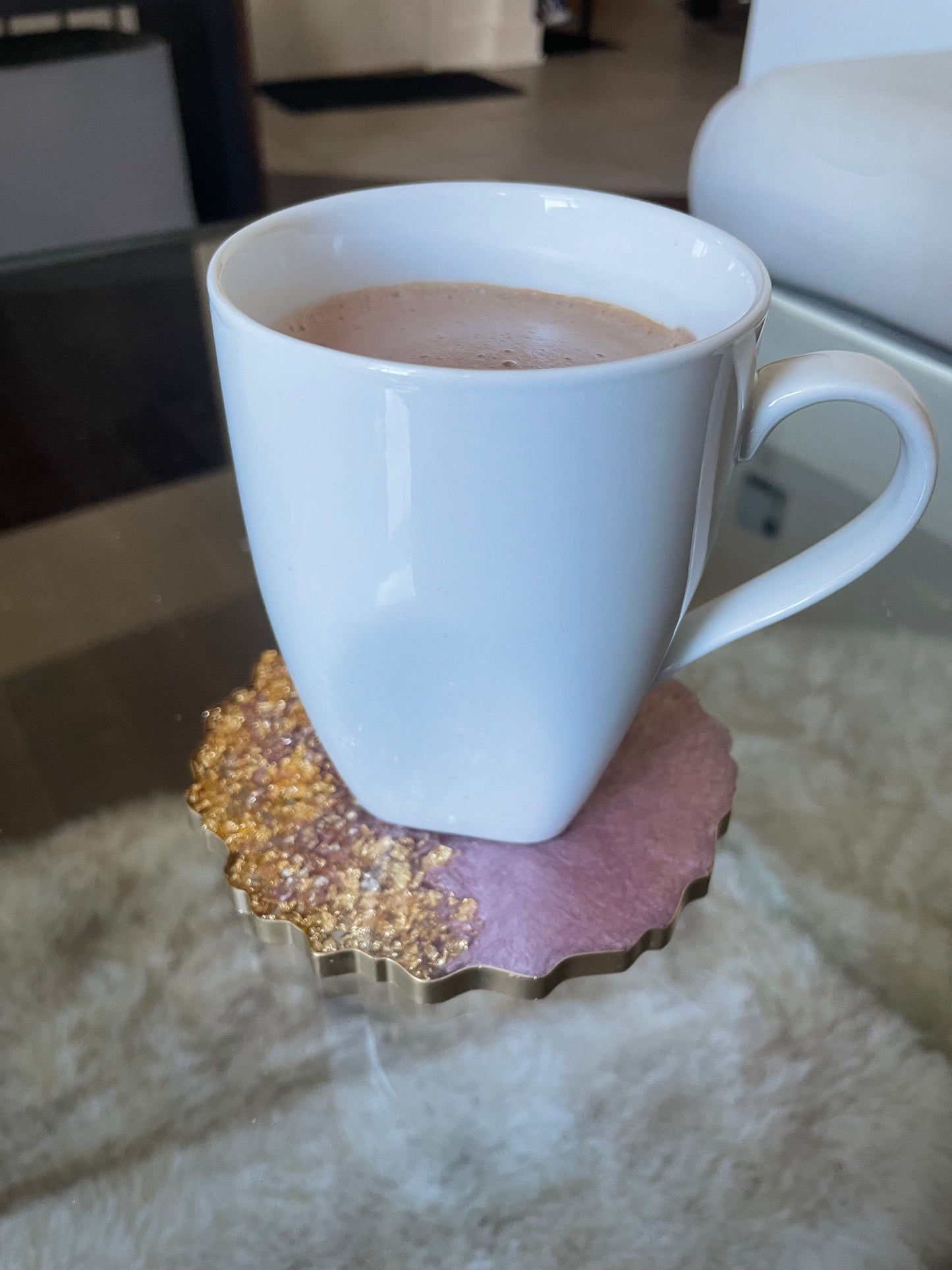 Geode coaster set - Rose Quartz