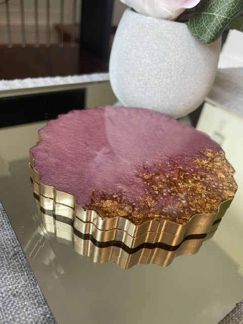 Geode coaster set - Rose Quartz