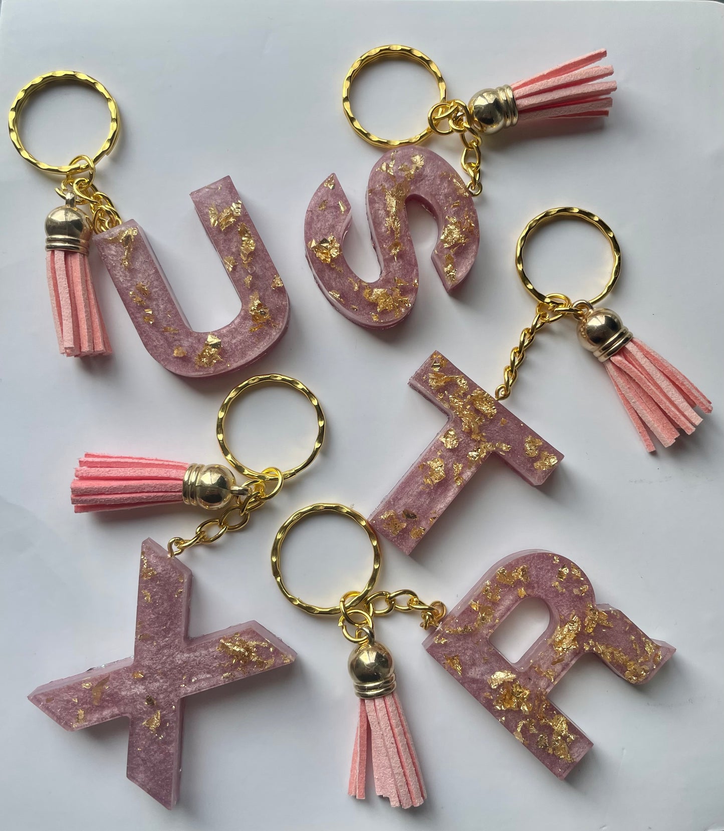 Letter Keychain - Rose Quartz