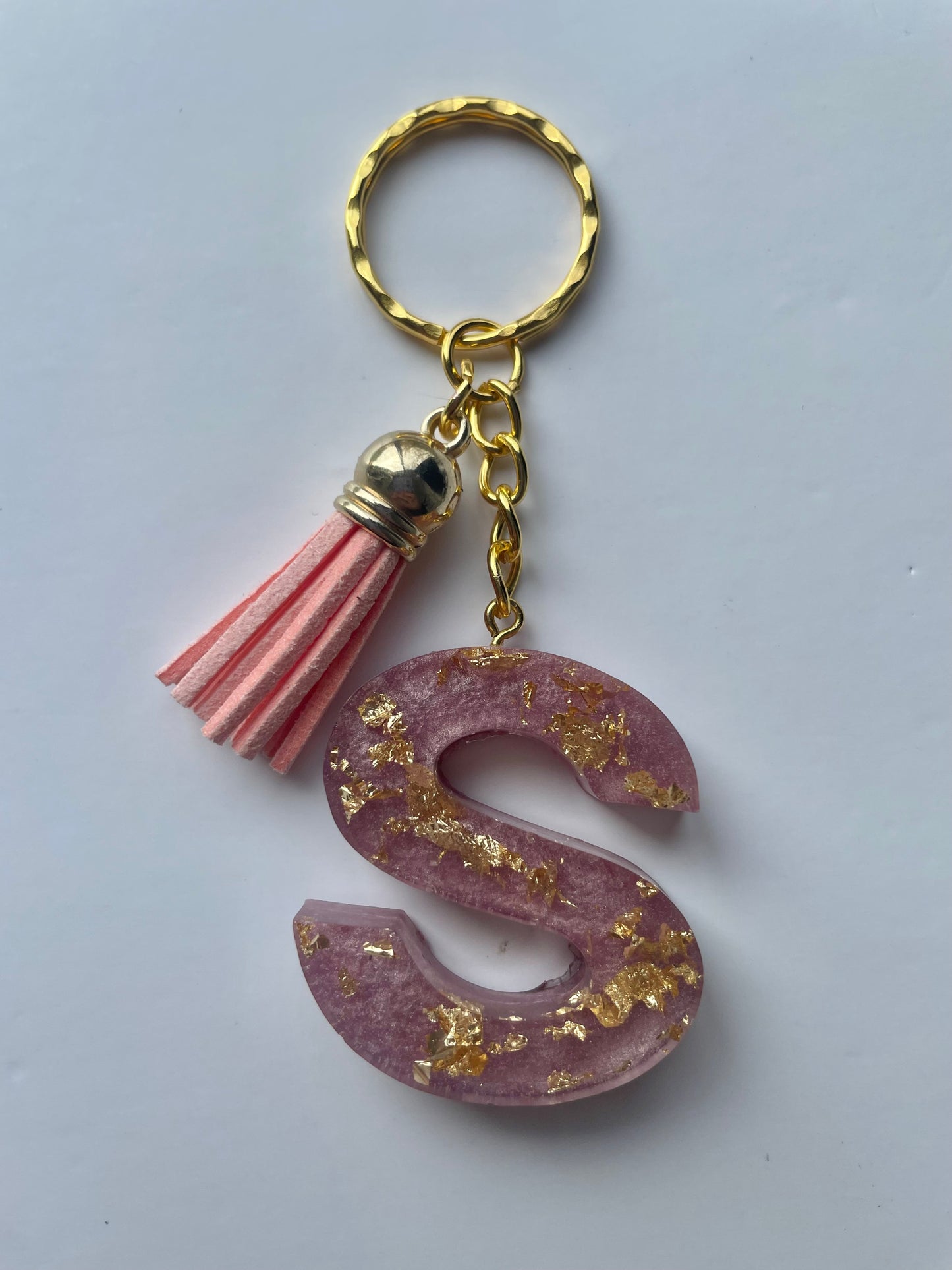 Letter Keychain - Rose Quartz